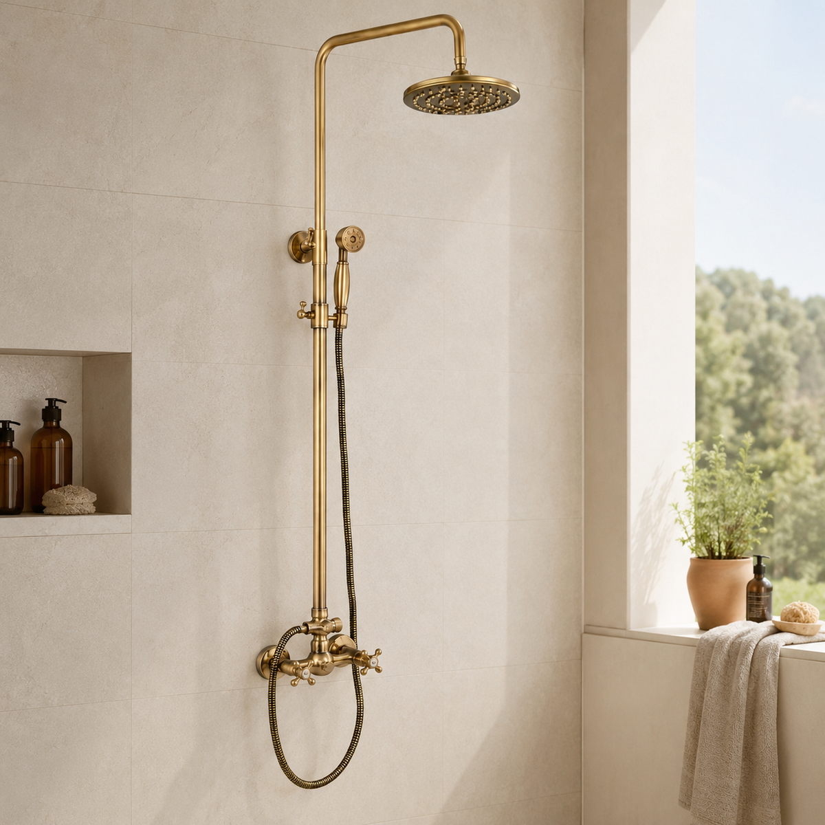 Colonne de Douche en Laiton Antique