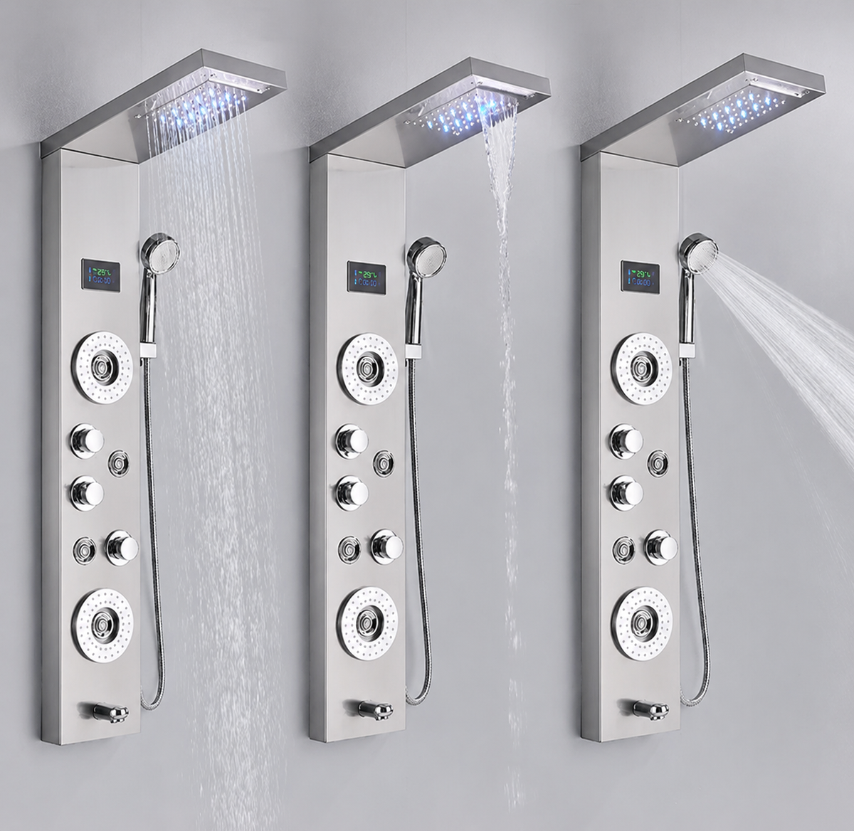 Colonne de Douche Hydromassante Nickel à Affichage Digital Hydro Design