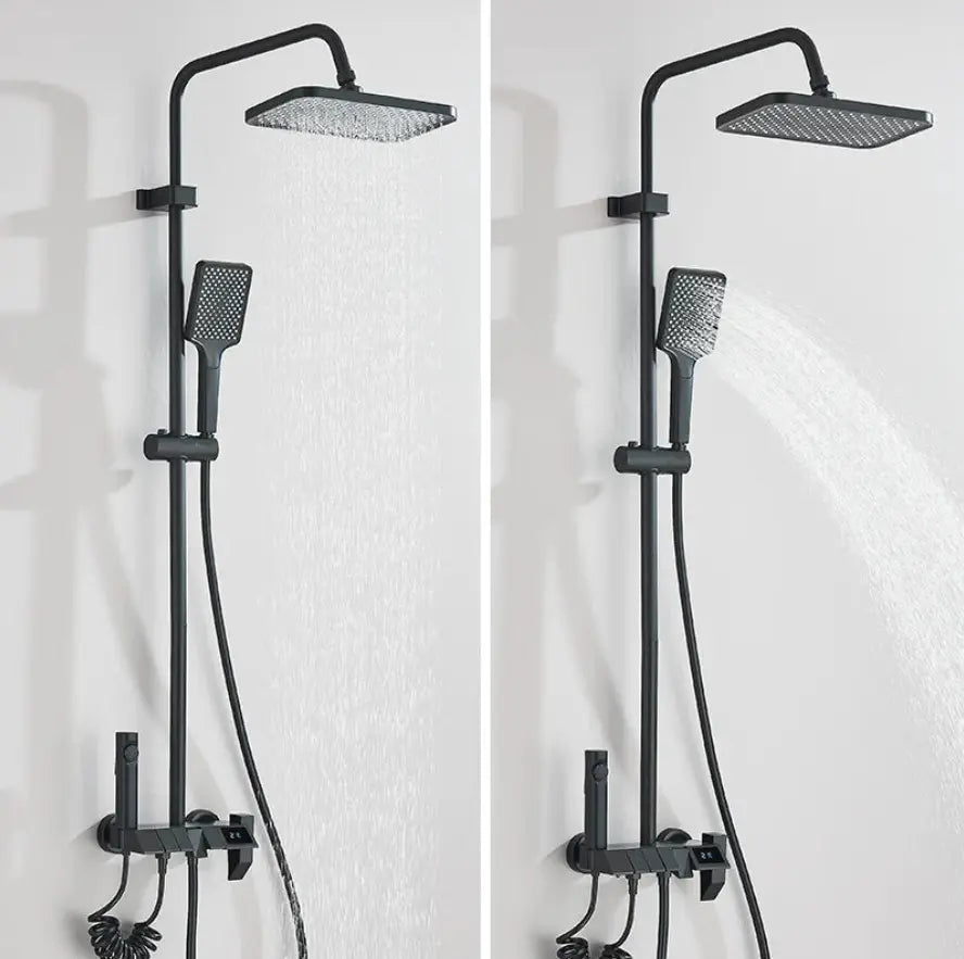 Colonne de Douche Noire avec Mitigeur Mécanique et Affichage Digital Hydro Design