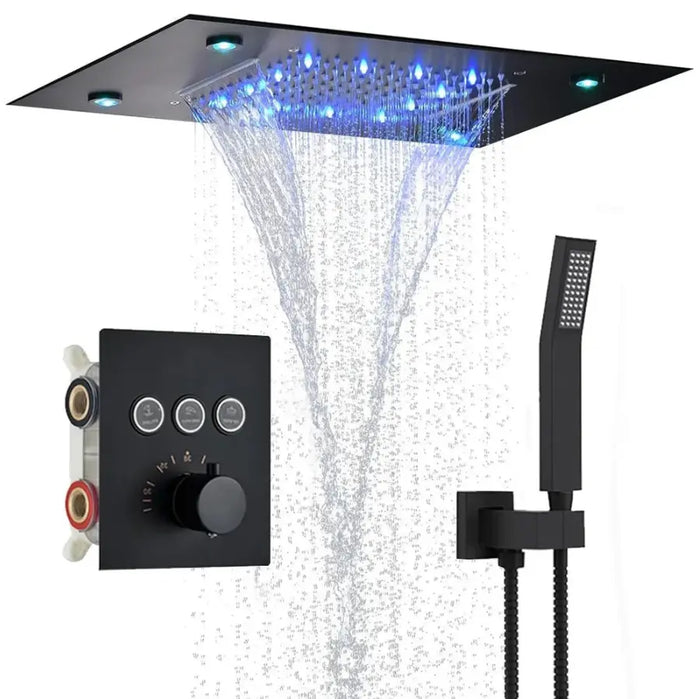 Colonne de Douche Encastrable Noir Mat Led luxe