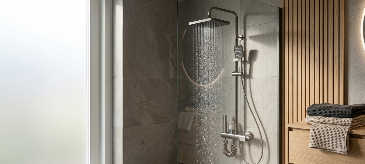 Colonnes de douche gris brossé