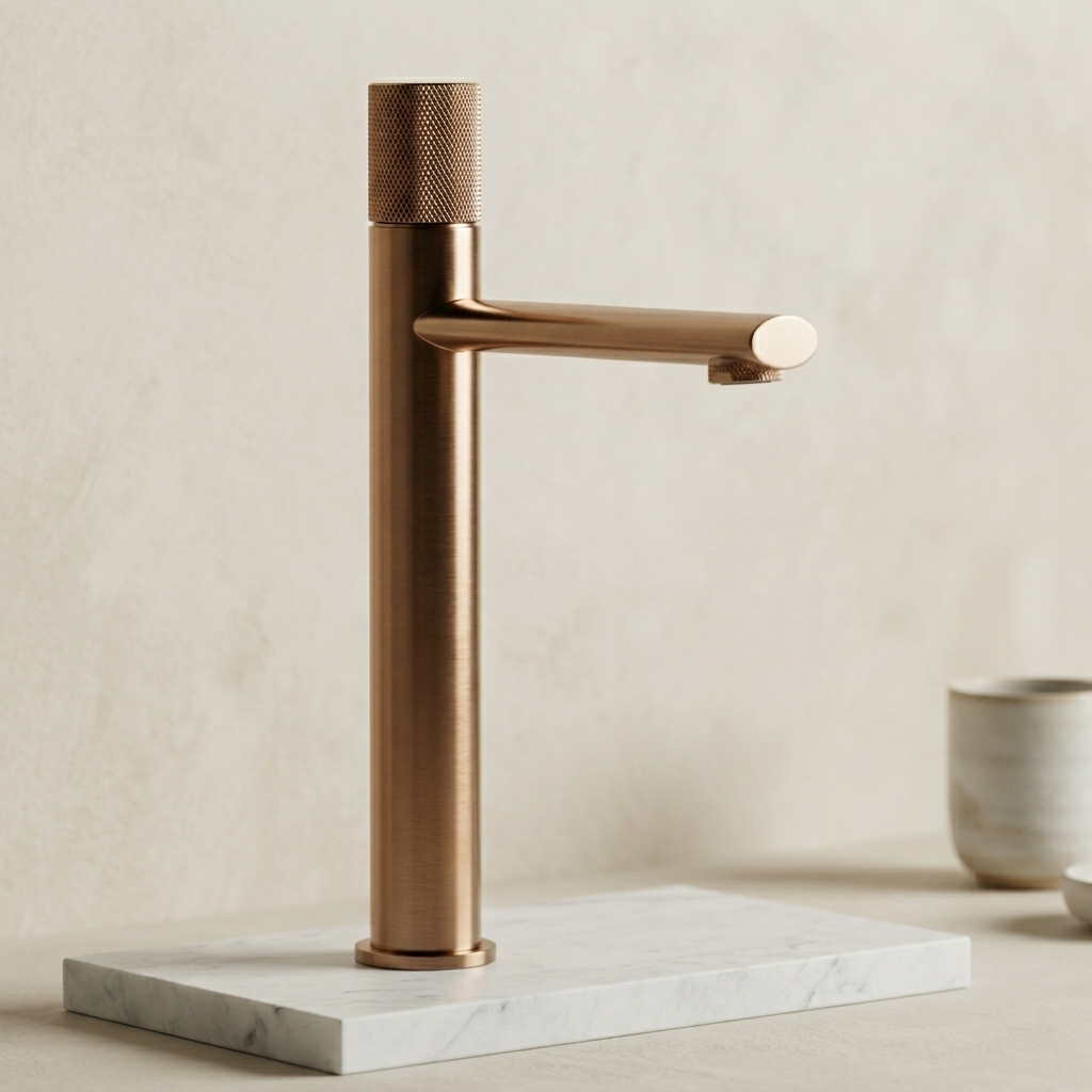 Robinet de salle de bain en laiton or rose brossé