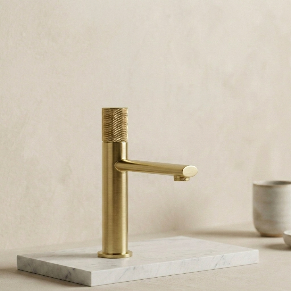 Robinet de salle de bain en laiton or brossé