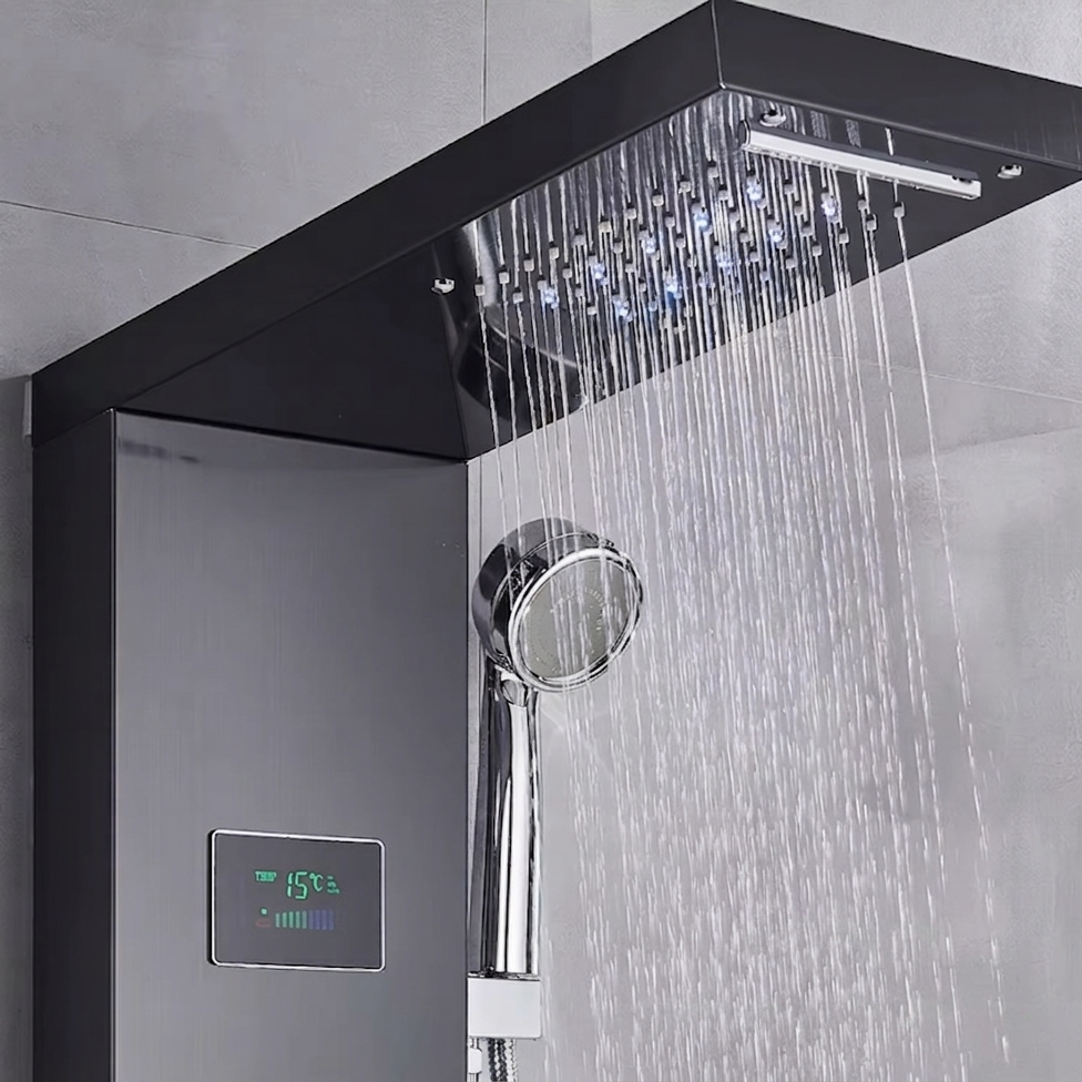 Colonne de Douche Hydromassante Noir à affichage digital Hydro Design