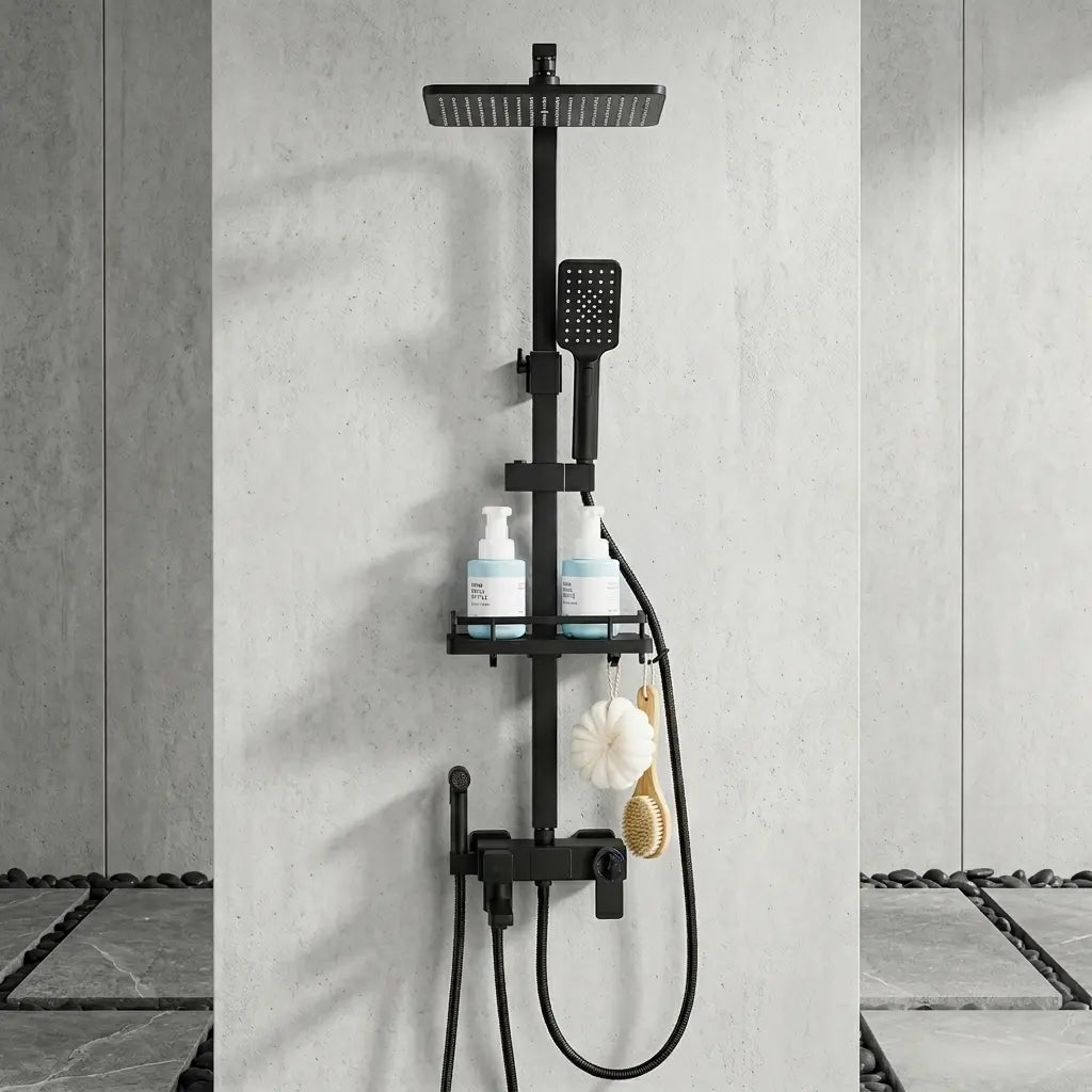 Colonne de Douche Thermostatique Noir Mat avec Affichage Digital