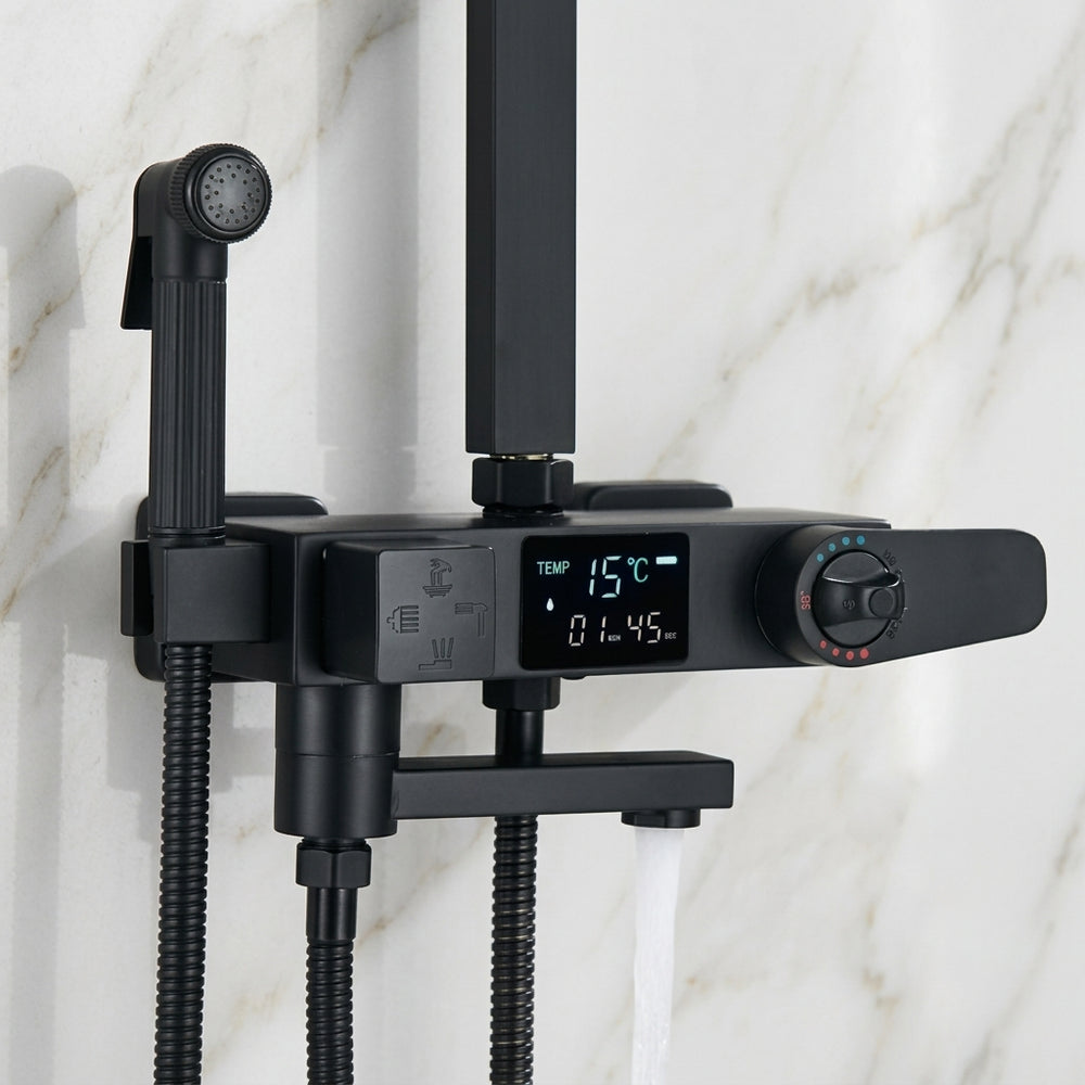 Colonne de Douche Thermostatique Noir Mat avec Affichage Digital