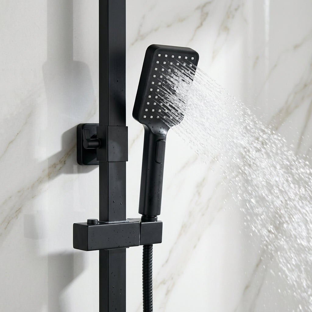 Colonne de Douche Thermostatique Noir Mat avec Affichage Digital