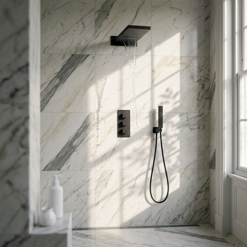Colonne de Douche Encastrable Noir Mat
