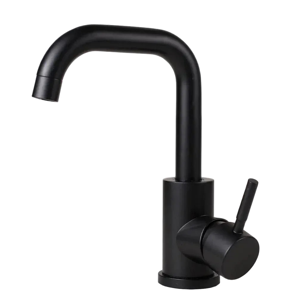 Robinet de Salle de Bain Col de Cygne Noir Mat