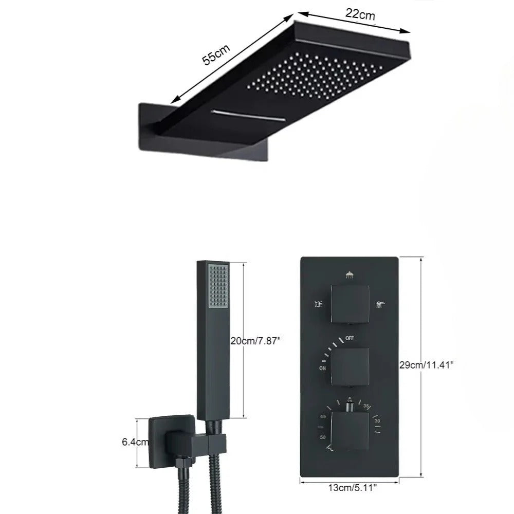 Colonne de Douche Encastrable Noir Mat Hydro Design