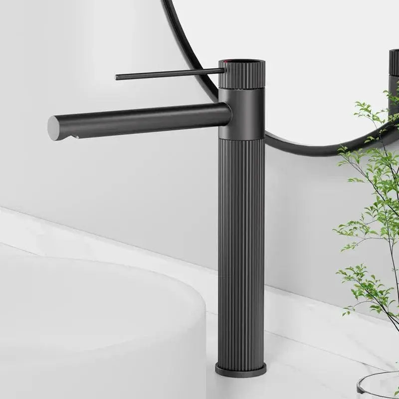 Robinet de salle de bain Gris Brossé Long