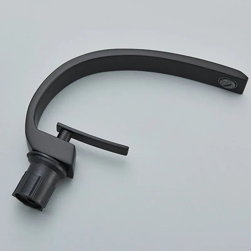 Robinet de Salle de Bain en Laiton Courbé Noir mat Hydro Design