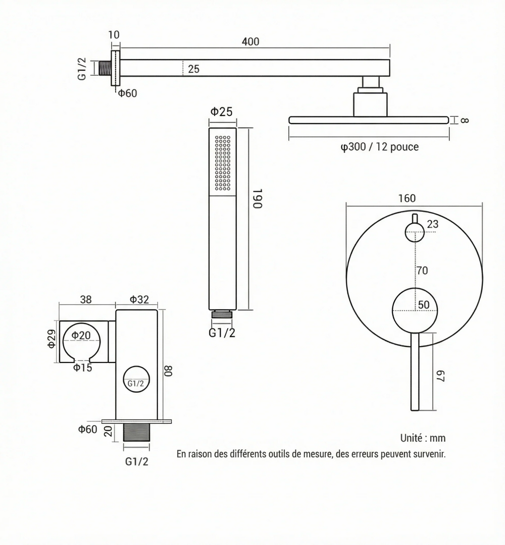Colonne de Douche Encastrable Hydro Design