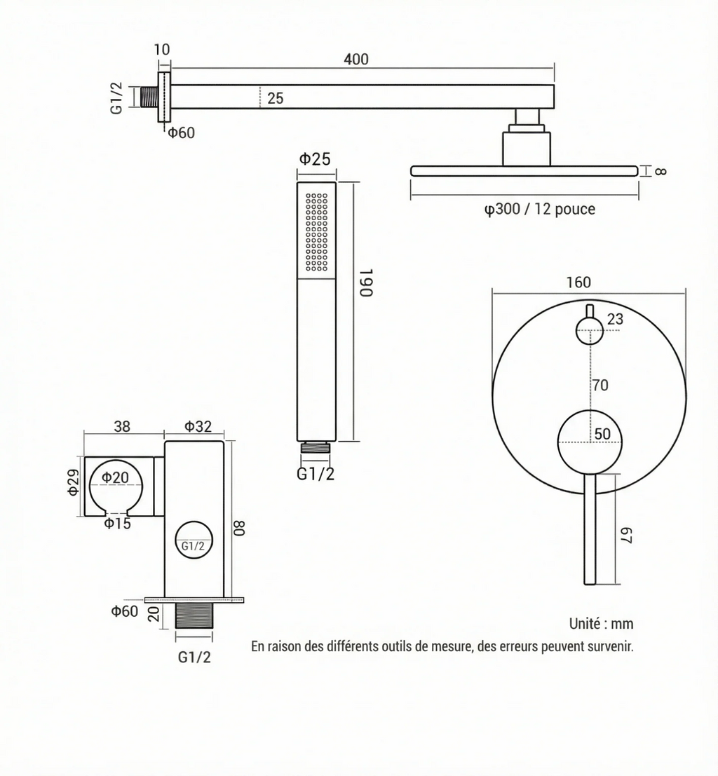 Colonne de Douche Encastrable Hydro Design