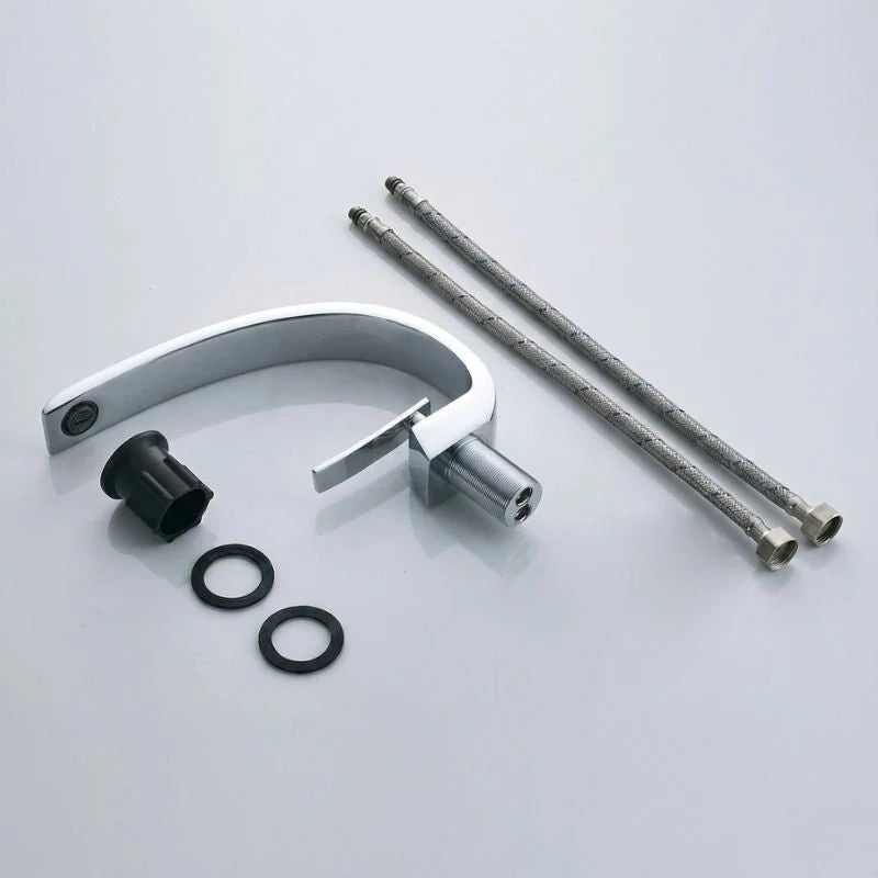 Robinet de Salle de Bain en Laiton Courbé Chrome