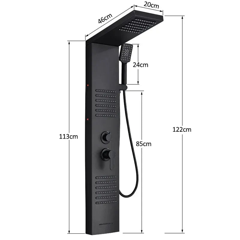 Colonne de Douche Hydromassante Noir Hydro Design