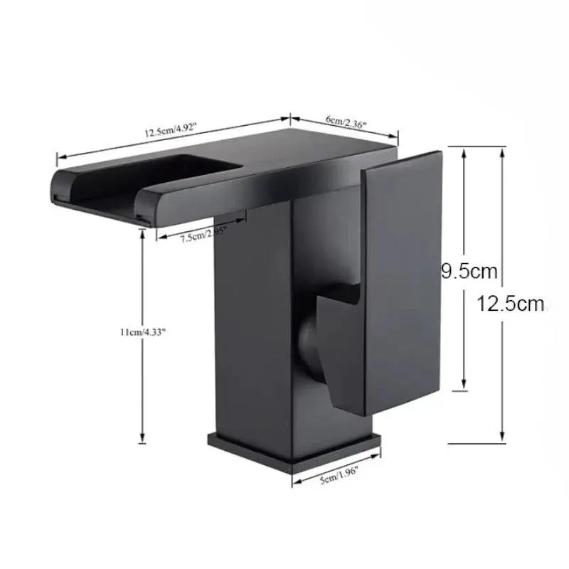 Robinet de salle de bain cascade LED Noir Mat Hydro Design