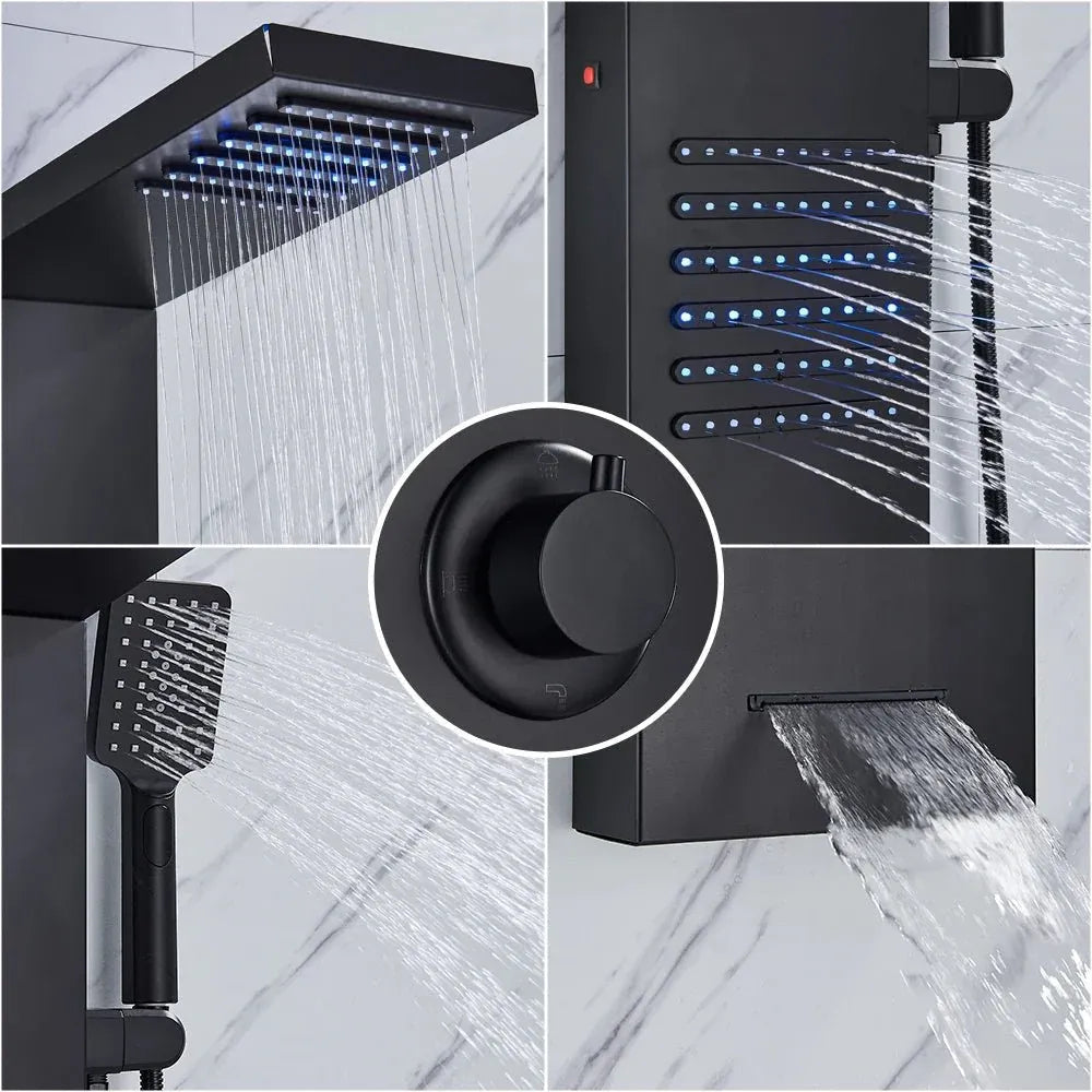 Colonne de Douche Hydromassante Noir Hydro Design