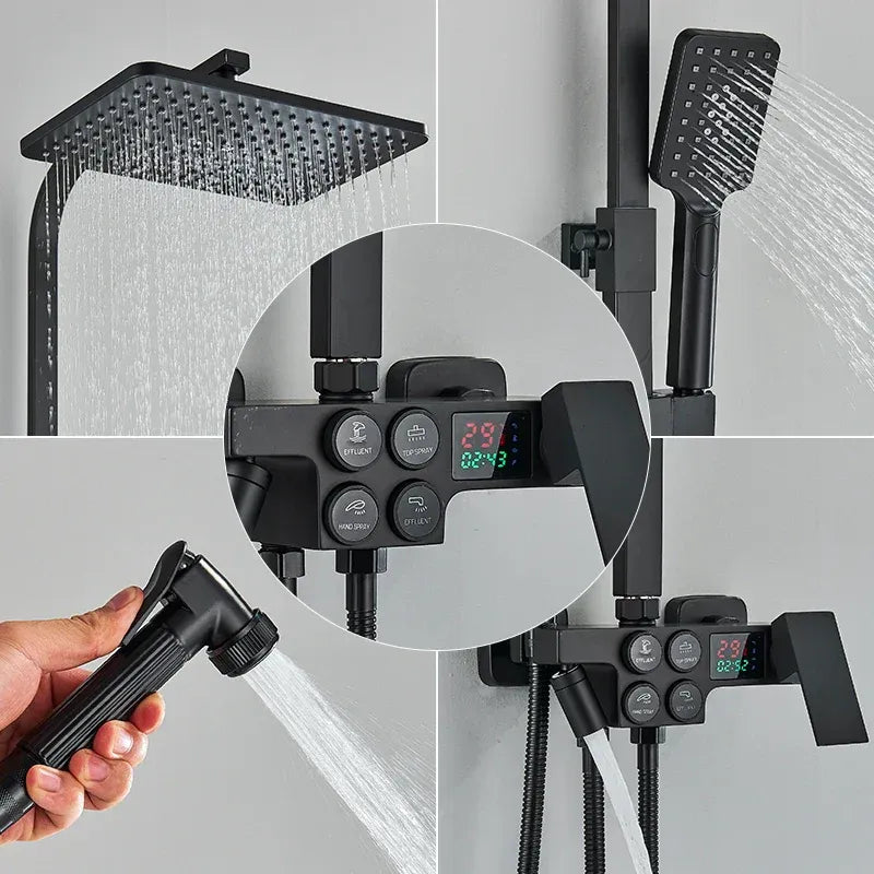 Colonne de Douche Thermostatique Noir Mat avec Affichage Digital Hydro Design