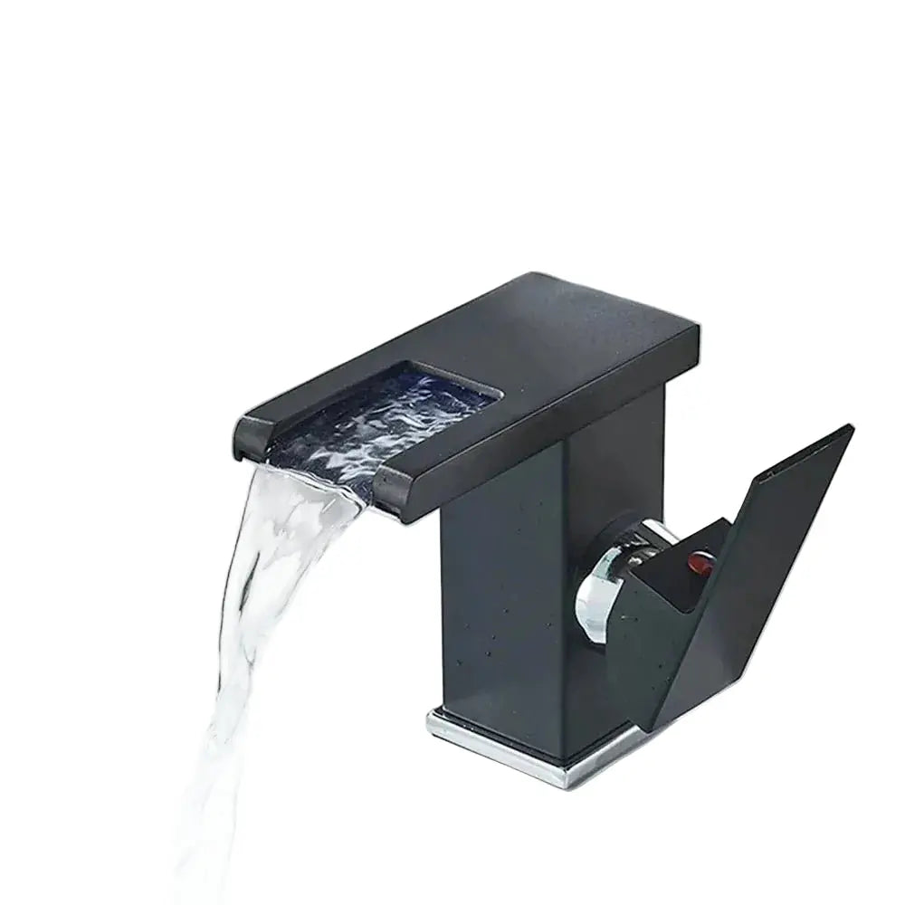 Robinet de salle de bain cascade LED Noir Mat Hydro Design