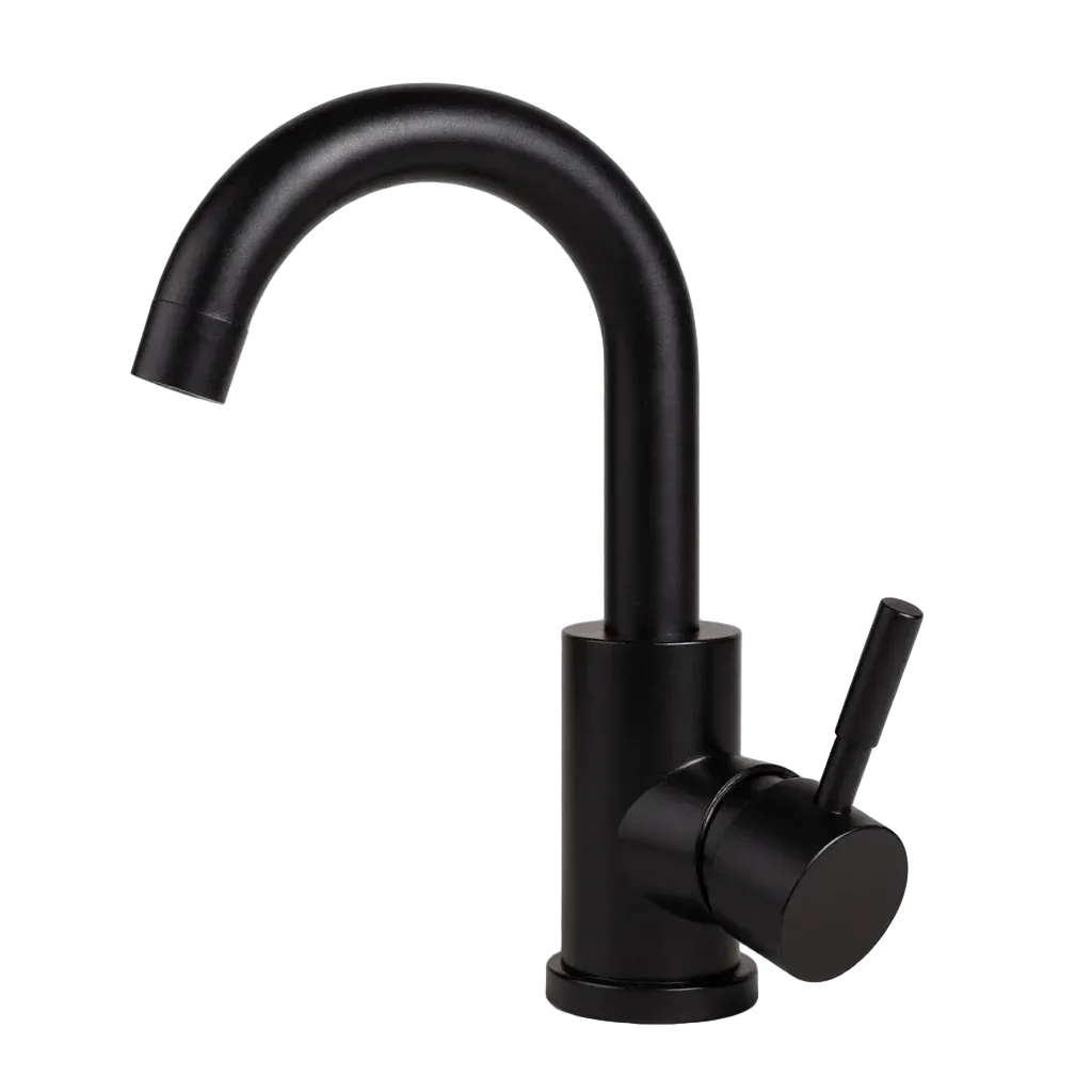 Robinet de Salle de Bain Col de Cygne Noir Mat Hydro Design