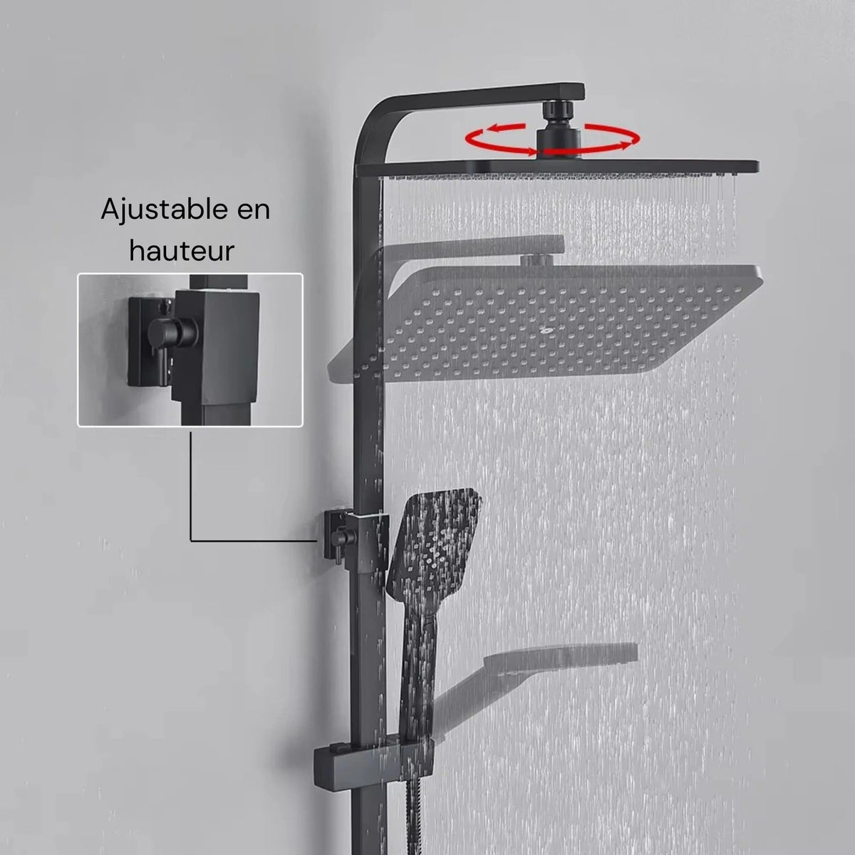 Colonne de Douche Thermostatique Noir Mat avec Affichage Digital
