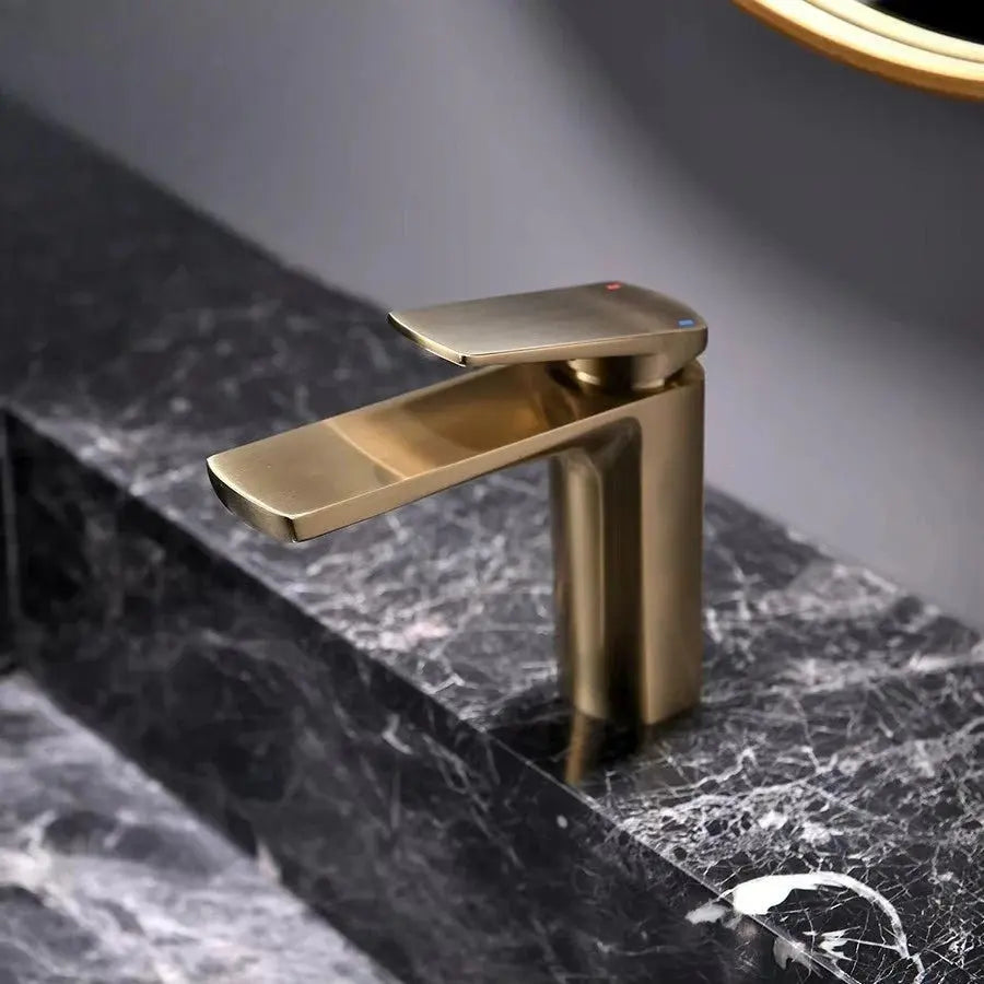 Robinet de Salle de Bain en Laiton Or brossé