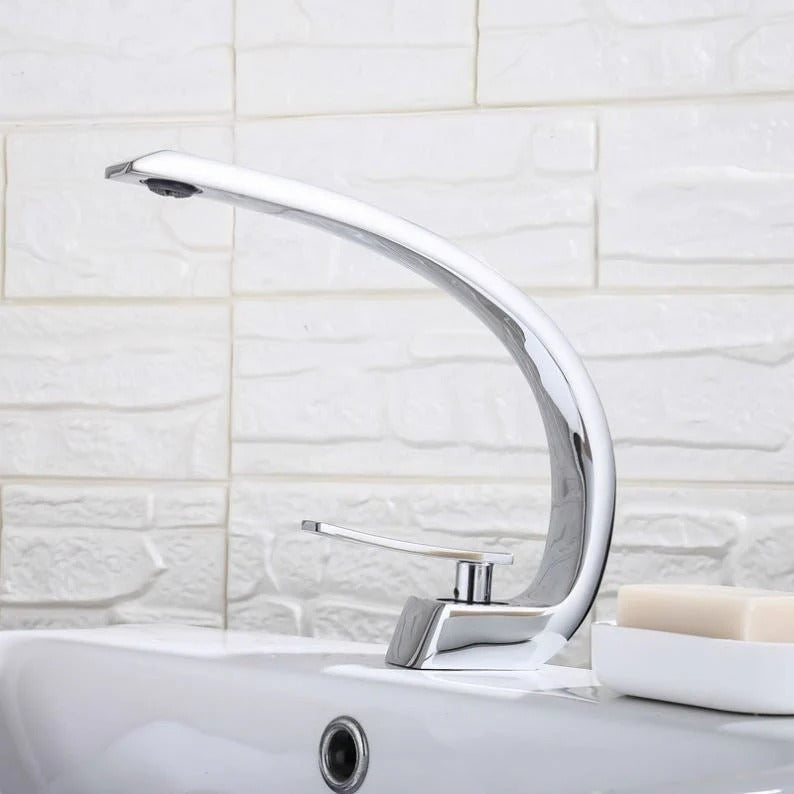 Robinet de Salle de Bain en Laiton Courbé Chrome