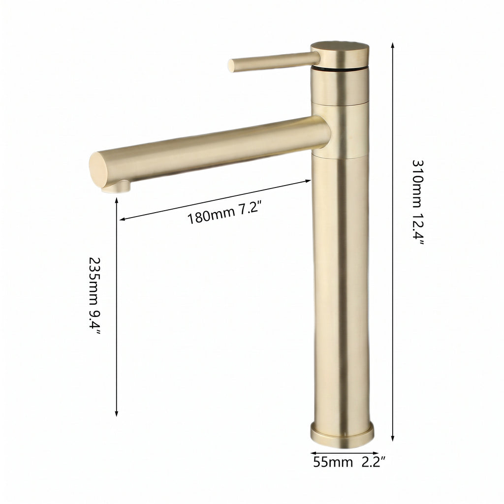 Robinet de Salle de Bain Haut Pivotant 360° Or Brossé