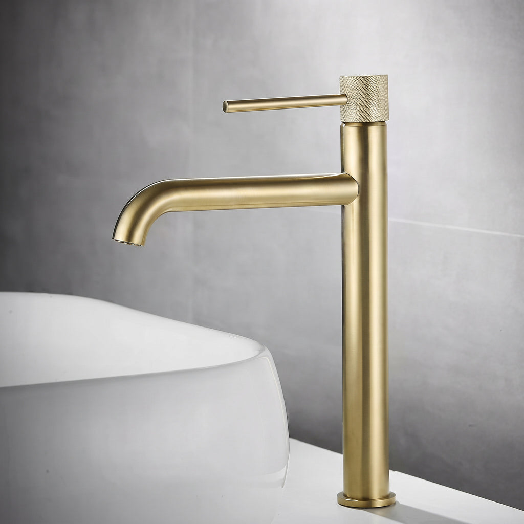 Robinet de Salle de Bain Haut 34 cm Or Brossé