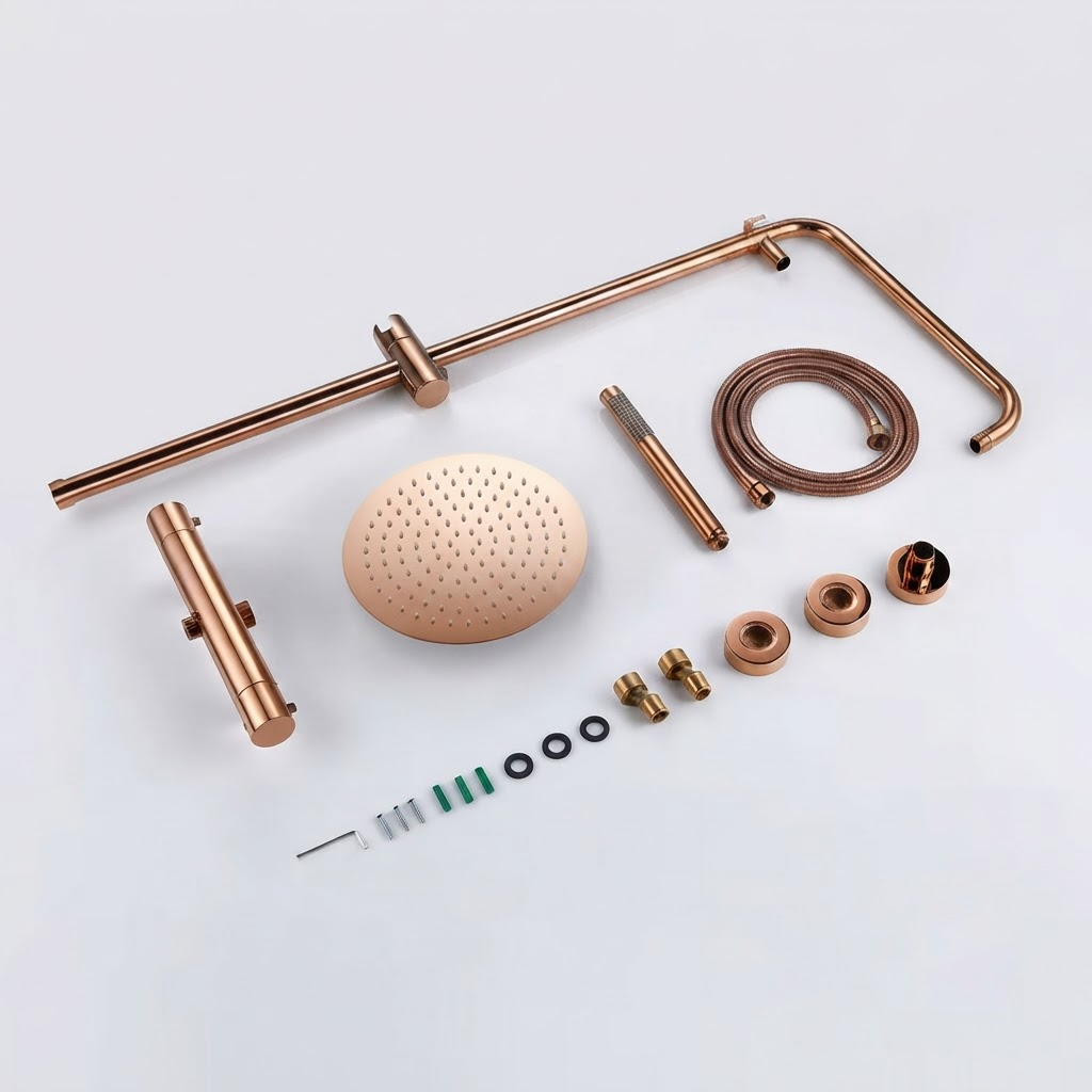 Colonne de douche Thermostatique Or Rose Brossé