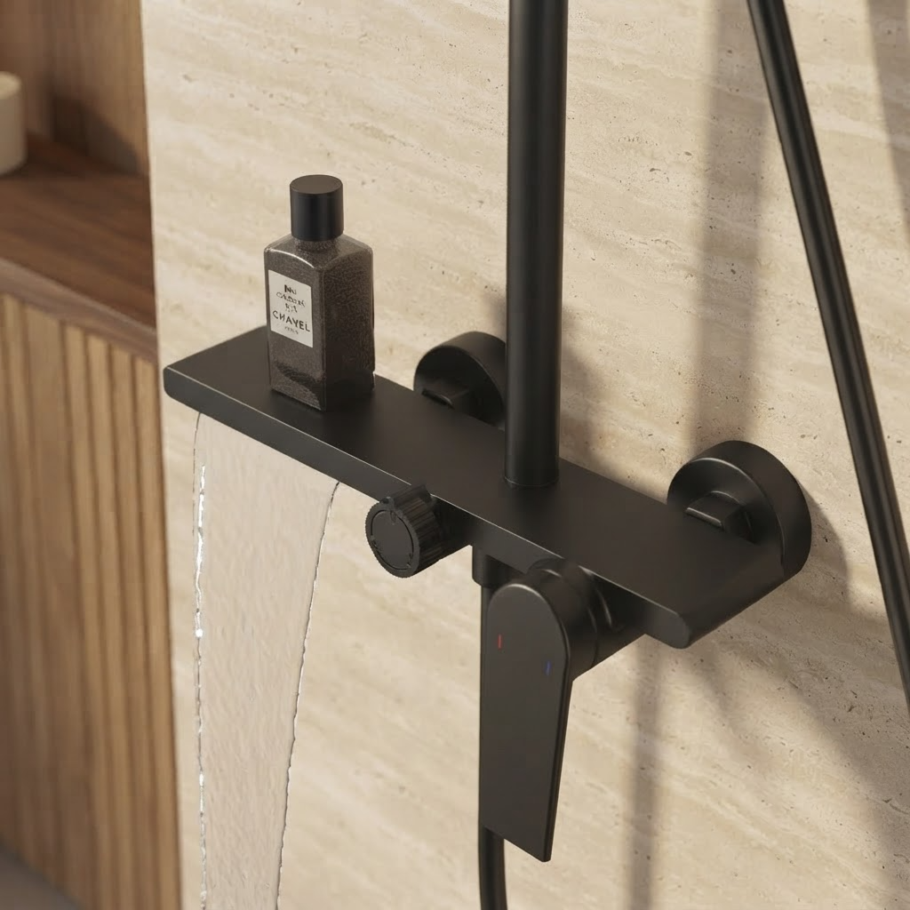 Colonne de Douche Thermostatique Noir Mat