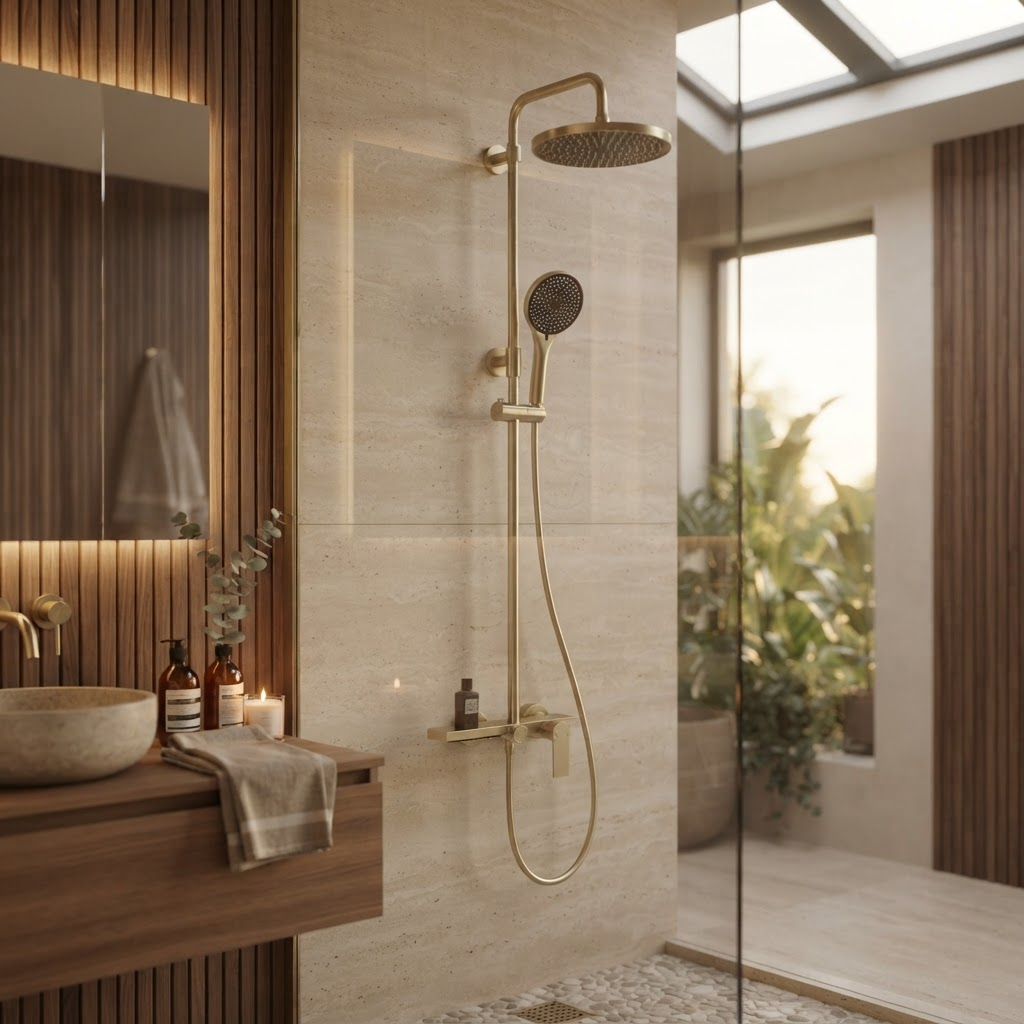 Colonne de Douche Thermostatique Or brossé