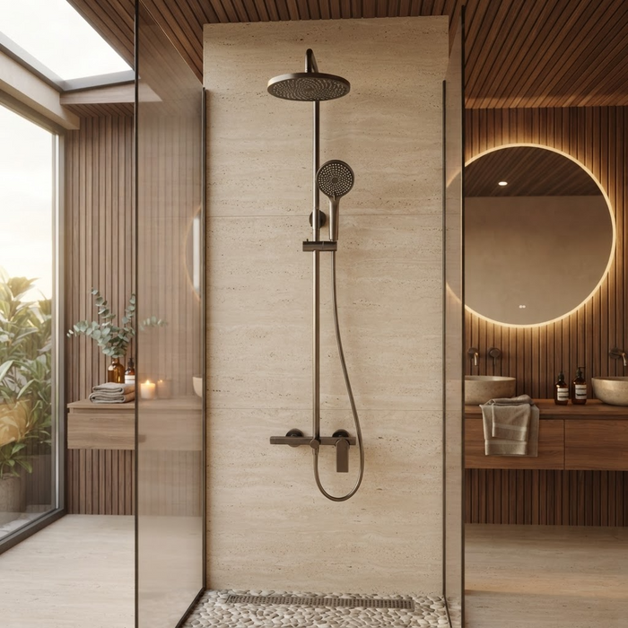 Colonne de Douche Thermostatique Gris brossé