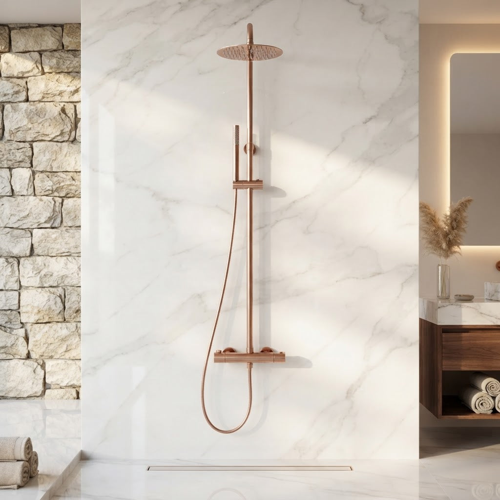 Colonne de douche Thermostatique Or Rose Brossé