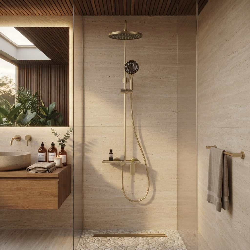 Colonne de Douche Thermostatique Or brossé